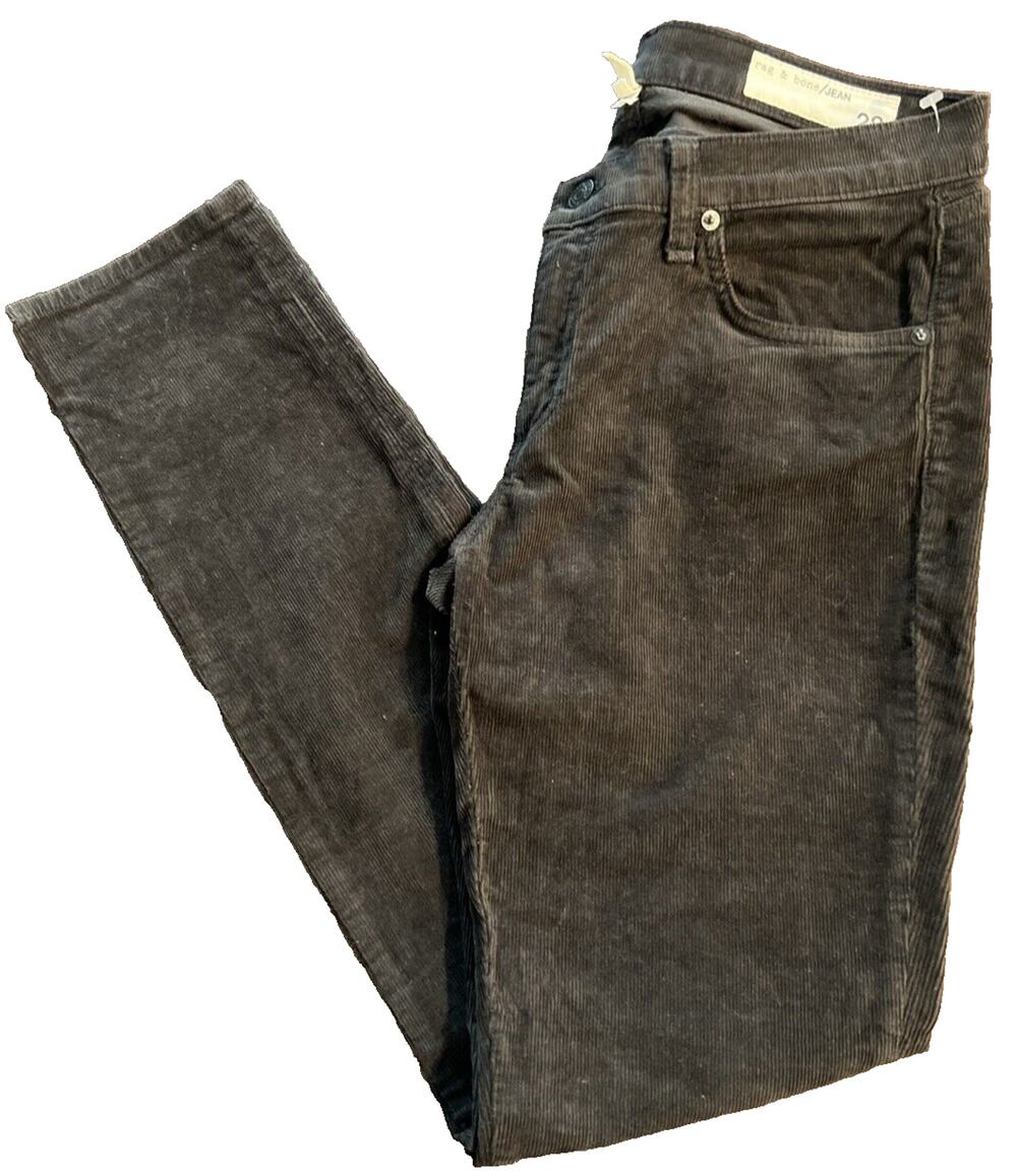 Women's Rag & Bone Sz 28 High Rise Skinny Corduroy Pants Brownish Dark Grey